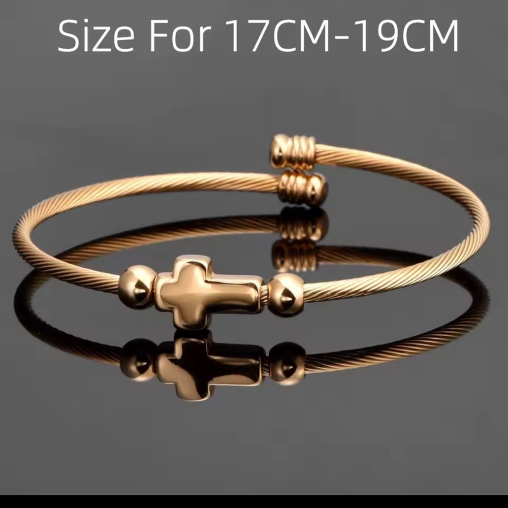 Cross Charm Bangle - Picture 3 of 4